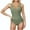 Green, variant on WREESH Women's V Neck Crisscross One Piece Swimsuit - Push Up Tummy Control Ruched Slim Solid Color Bathing Suit Olive Green