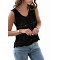 thumbnail image 2 of Women Summer Tank Top Trendy V Neck Crochet Sleeveless Shirts Sweater Vest Black S, 2 of 8