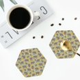 thumbnail image 5 of Fuzoiu African bush elephant Print Leather Coasters Set,Drink Coasters Set of 6,for Tabletop Protection, Durable PVC Coasters,Home Décor and Housewarming Gift,Hexagon, 5 of 7