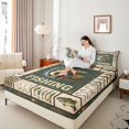 thumbnail image 2 of Manfei Retro Rustic Fish Fitted Sheet Full, Farmhouse Fishing Bed Set, Green Beige Brown, 3-Piece, 1 Fitted Sheet and 2 Pillowcases, 2 of 6