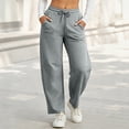thumbnail image 4 of ZHYou No Boundarie Womens Sweatpants Wide Leg High Waisted Drawstring Loose Straight Baggy Fit Casual Jogger Pants with Side Pockets,Gray,Size S, 4 of 9