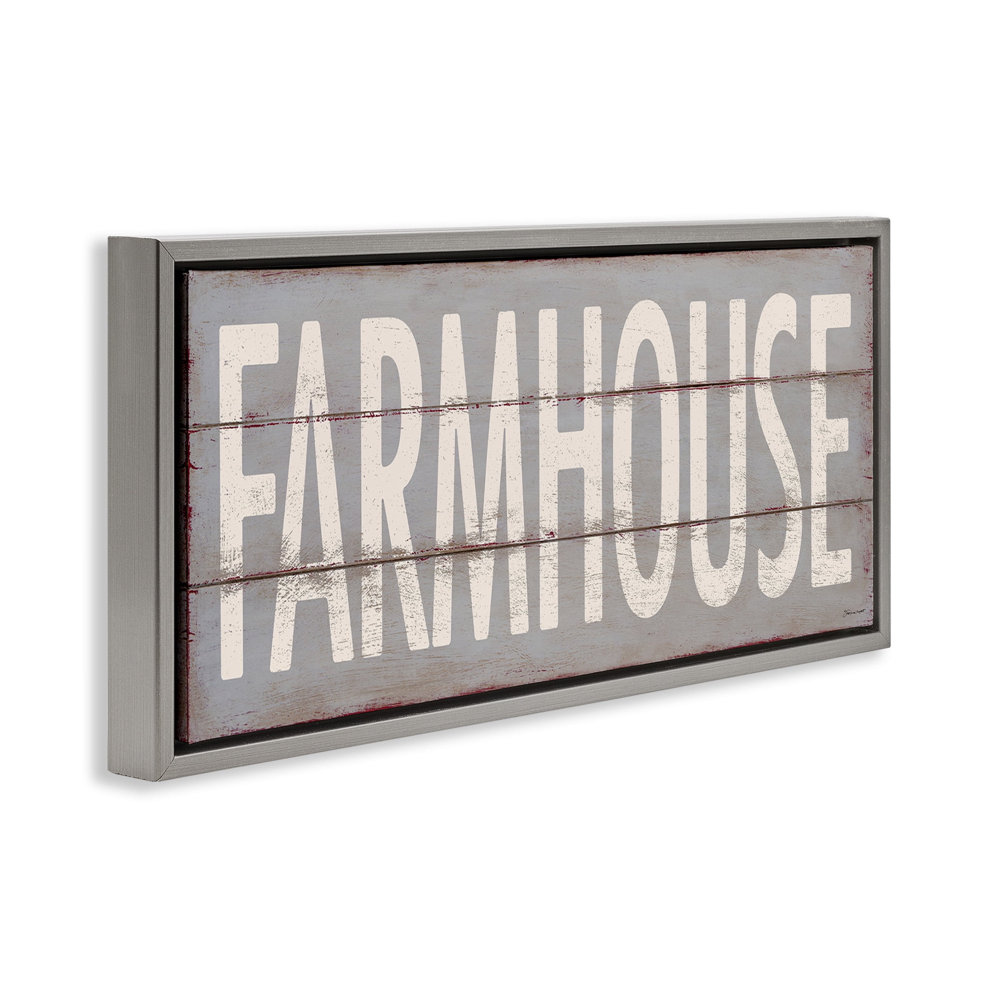Stupell Industries Farmhouse Rustic Planked Design Typography Painting Gray Floater Framed Canvas Art Print Wall Art, 31 x 14