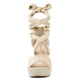 thumbnail image 3 of BLISSFUL STEP Sandales Compensées à Plateforme Espadrilles à Lacets Unies pour Femmes, 3 of 7
