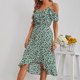thumbnail image 5 of Vestido Irregular Vestido Sin Mangas Vestido Estampadovestido Informal Con Cuello en V Para Mujer Tirante Irregular Estampado Floral Fuera Del Hombro Vestido Tipo Jersey Odeerbi ODB114031, 5 of 9