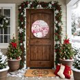 thumbnail image 4 of Welcome Sign for Front Door, Christmas Pink Snowman Round Metal Wall Art Wreaths, Winter Snowflakes Rustic Xmas Trees Outdoor Indoor Wall Hanging Sign for Porch Decor Housewarming Gifts 11.8 Inch, 4 of 8
