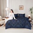 thumbnail image 5 of jejeloiu Moody Skull 7-Piece King Bedding,Dark Damask King Bed in a Bag For Adults,Navy Black,Black Reversible, 5 of 7