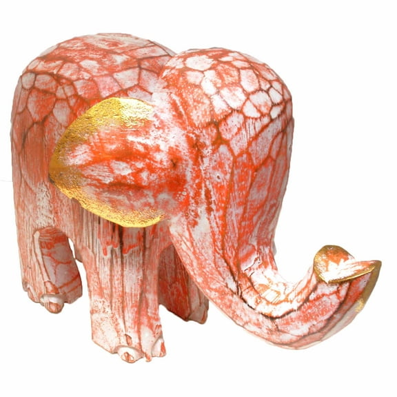 Stoneage Arts Inc 6" Handcrafted Orange Elephant Statue
