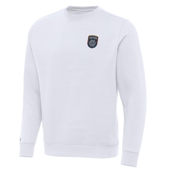 Men's Antigua White San Diego FC Victory Crew Neck Pullover Sweatshirt