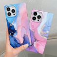 thumbnail image 2 of HSHDLDF Luxury Square Edge Compatible with iPhone 12 Pro Max Case Marble, Slim Stylish Matte Soft TPU Silicone Gel Shockproof Protective Durable Cases Cover(Blue & Pink), 2 of 6