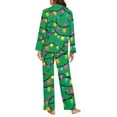 thumbnail image 4 of Garronmavis Christmas Lights Button Front Pajama Set Women's 2-Piece Sleep Set Soft Pj Lounge Sets Casual V Neck Loungewear Sleepwear with Pockets (Green), 4 of 7