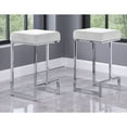 thumbnail image 2 of Dorrington Faux Leather Backless Counter Height Stool in White/Silver (Set of 2), 2 of 5