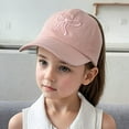 thumbnail image 2 of LIIPEE Girls Boys Baseball Cap Cartoon Bowknot Embroidery Wide Brim Visor Hat High Ponytail Hat Protection Caps Child Comfort Picnic Hats,Light Pink,One Size, 2 of 4