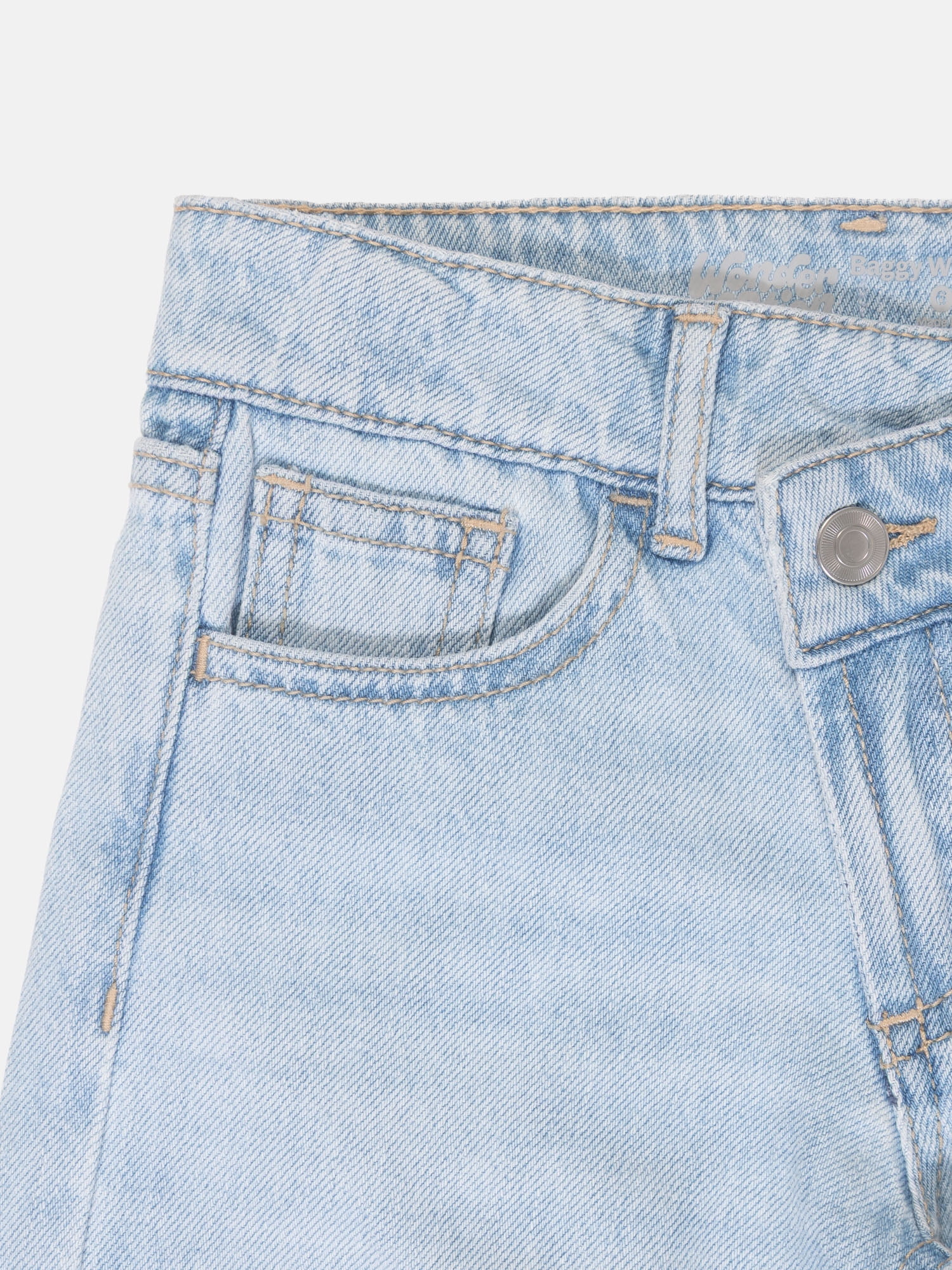 Wonder Nation Girls Crossover Waist Wide Leg Jeans, Sizes 5-18
