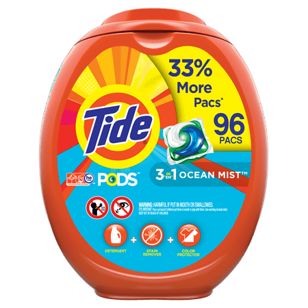 Tide PODS Liquid Laundry Detergent Pacs, Clean Breeze, 96
