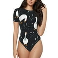thumbnail image 2 of Goofa Fashionable Goose Printed Women Rash Guard Short Sleeve,Tummy control Swimsuit Surfing Swimsuit Bathing Suit One Piece Swimsuit UPF 50-Medium, 2 of 9