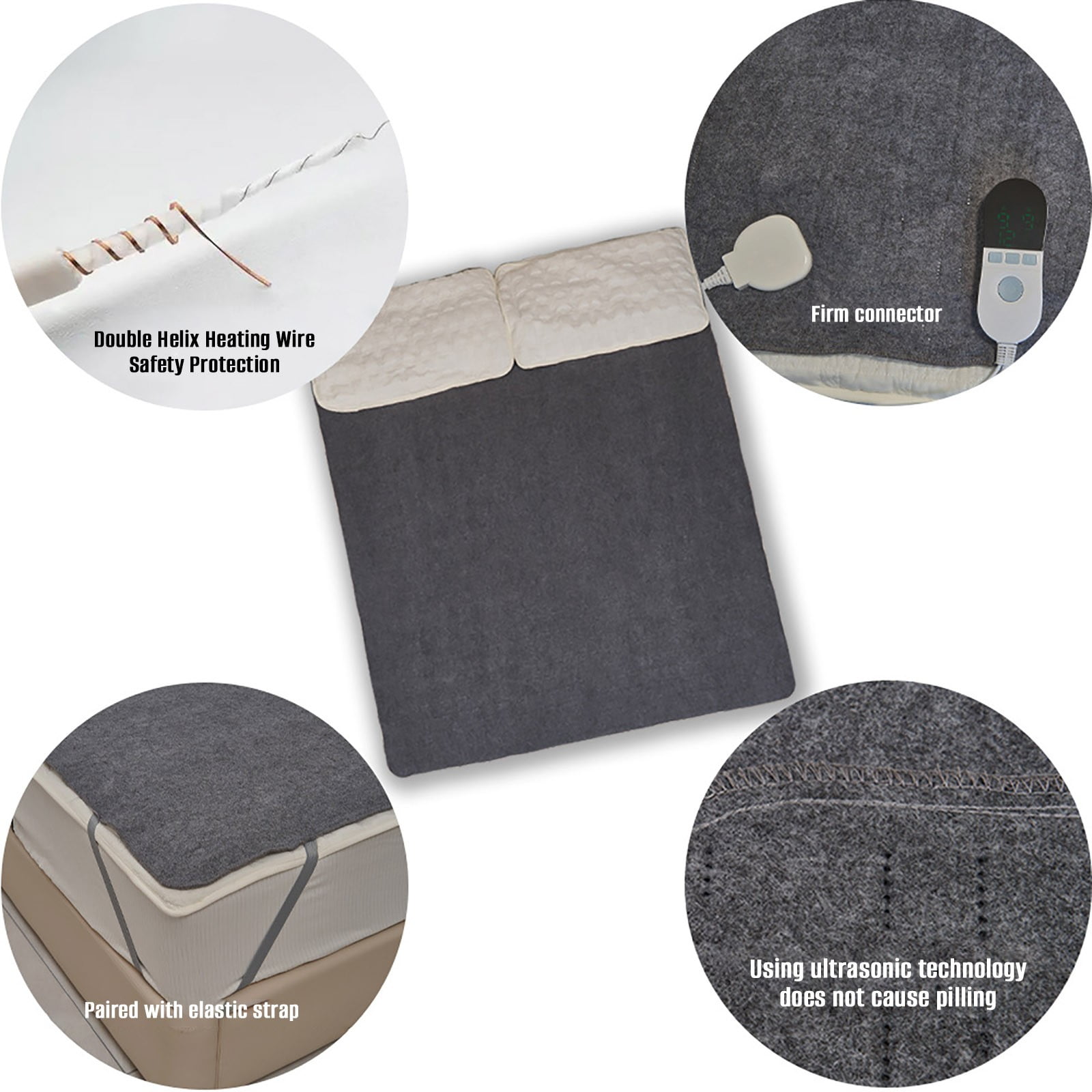 Kumdkd Electric Heated Blanket, Constant Temperature Warming Pad with 10 Heat Settings & Auto Shut-Off, Soft Flannel Double Size 50x60 Inch for Bed & Sofa
