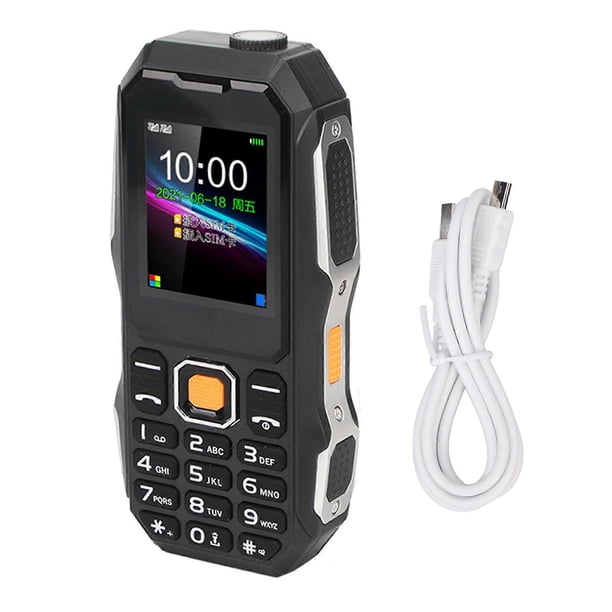 Téléphone portable senior W2021 de 1,8 pouce, 5800 mAh, mini téléphone portable à trois niveaux avec grand klaxon, noir