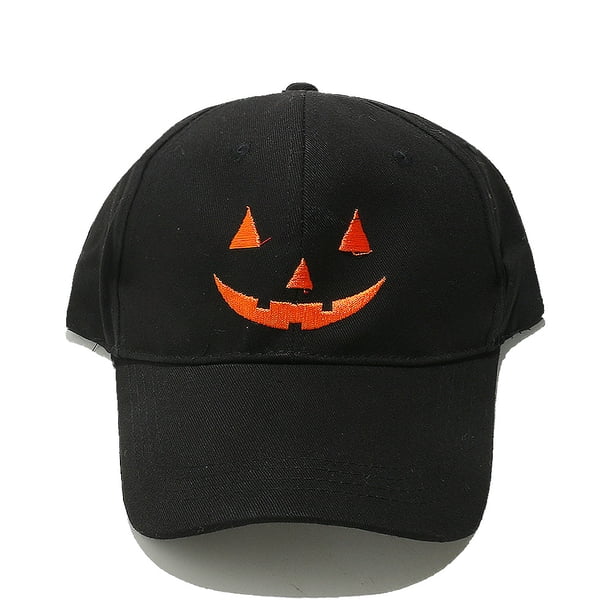 Gorra de béisbol bordada de poliéster con cara de calabaza para adultos