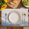 thumbnail image 4 of Navy Blue Coastal Wave Placemats Set of 12, Summer Modern Ocean Beach Placemats for Dining Table, Place Mats for Kitchen Tabletop, Waterproof Wipeable Dining Table Mats Set, 4 of 9