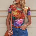 thumbnail image 6 of Kdxio Colorful Butterfly Cluster for Women's Short-Sleeved Onesie Stylish Round Neck Pajamas Bodysuit Jumpsuit Nightwear-Medium, 6 of 7