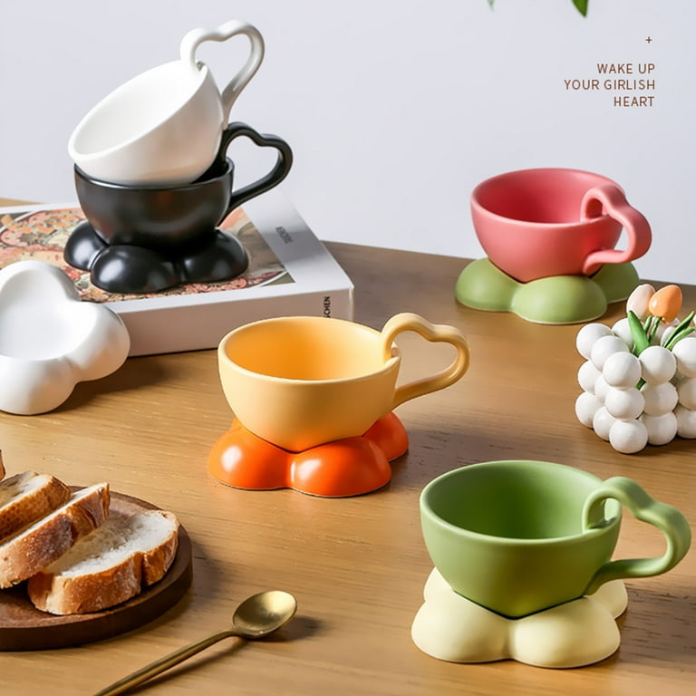 Unique Ceramic Coffee Cups and Saucers, Creative Ceramic Coffee