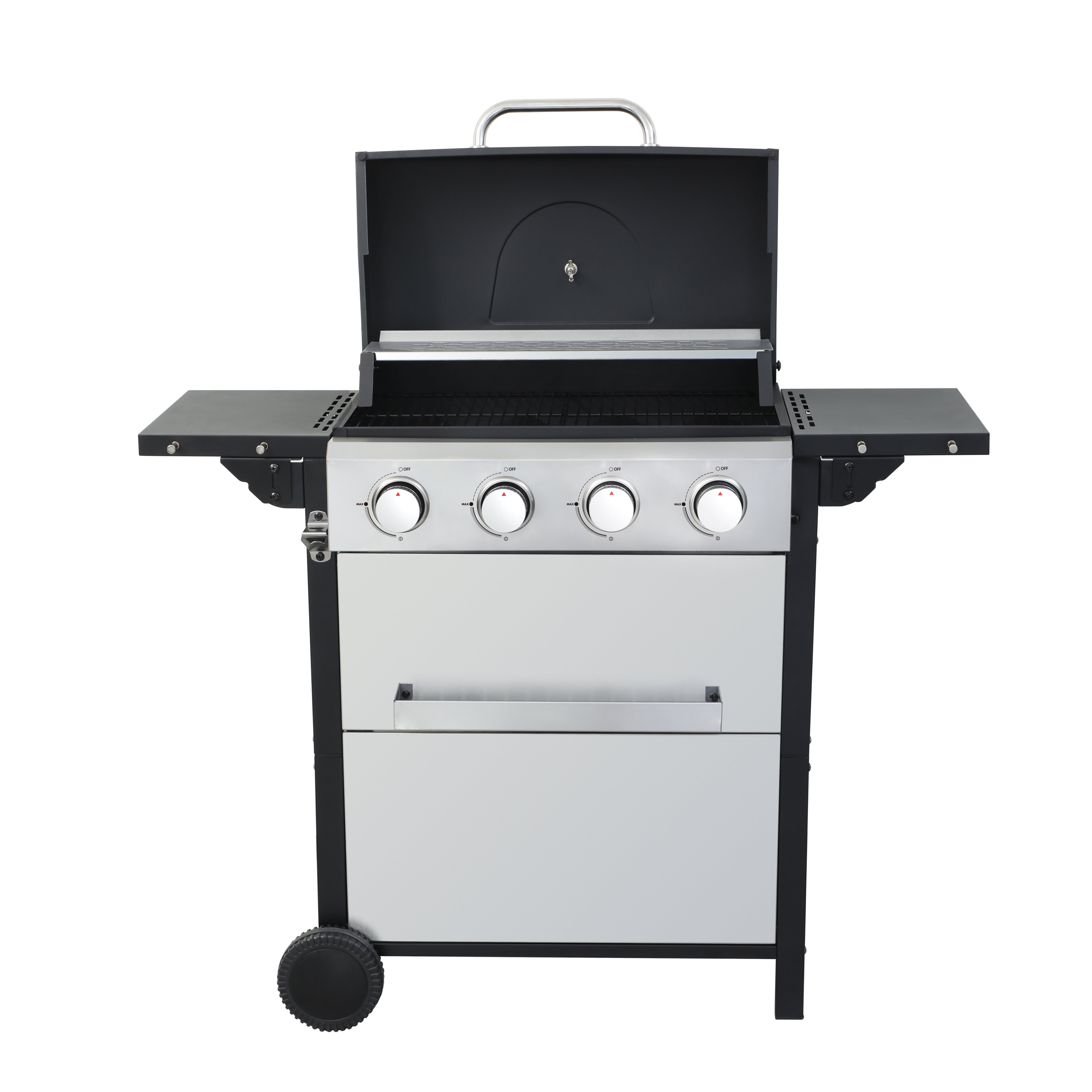Enyopro 4 Burner Gas Grill, 37000 BTU Propane Gas Grill with 2 Universal Wheels, BBQ Grill for Outdoor Patio Camping