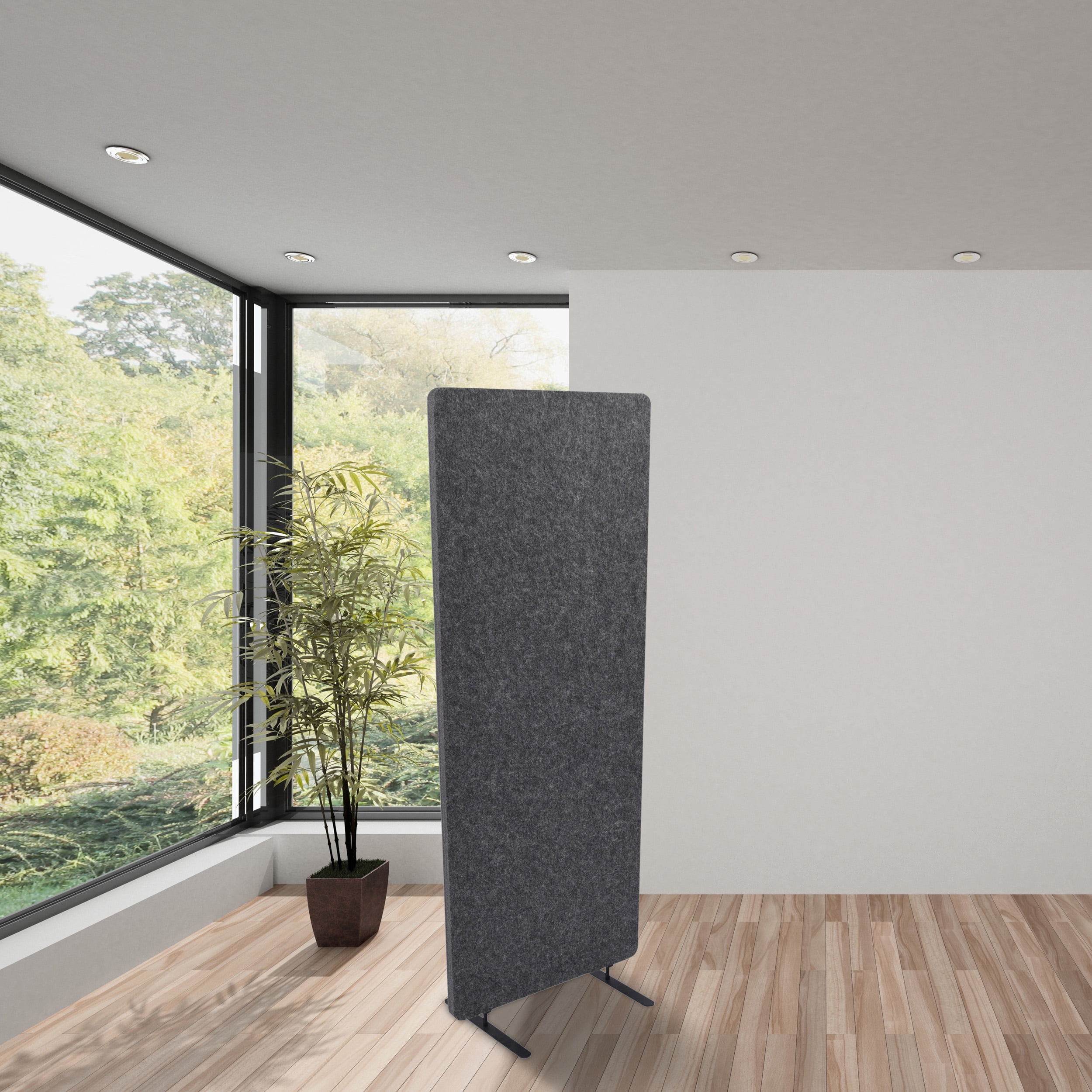 Stand Up Desk Store ReFocus Raw Freestanding Acoustic Desk Divider Privacy Panel to Reduce Noise and Visual Distractions (Anthracite Gray, 23.6"  x 62" )