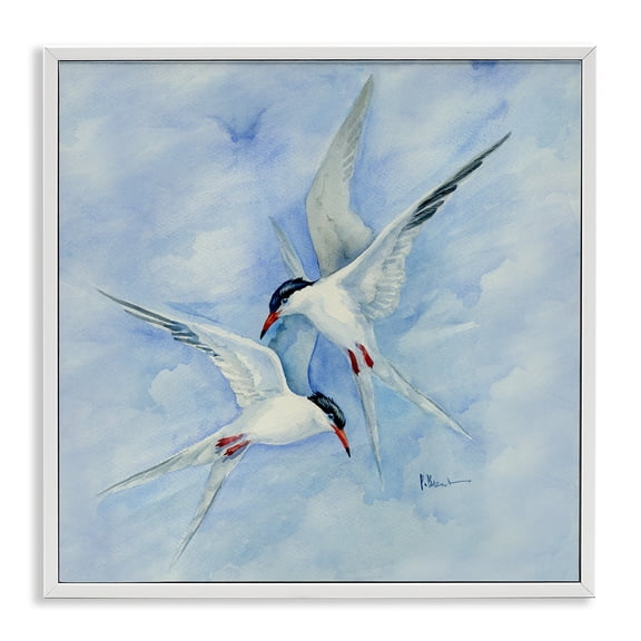 Stupell Industries Traditional Two Birds Flying Sky Wildlife White Framed Giclee Art, 17 x 17, by Paul Brent