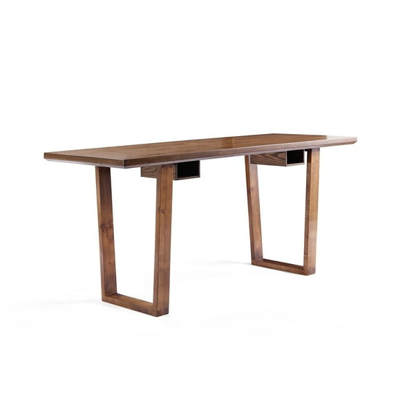 Posh Pollen Aiden Brown Wood Writing Desk with Storage, Deco-Walnut