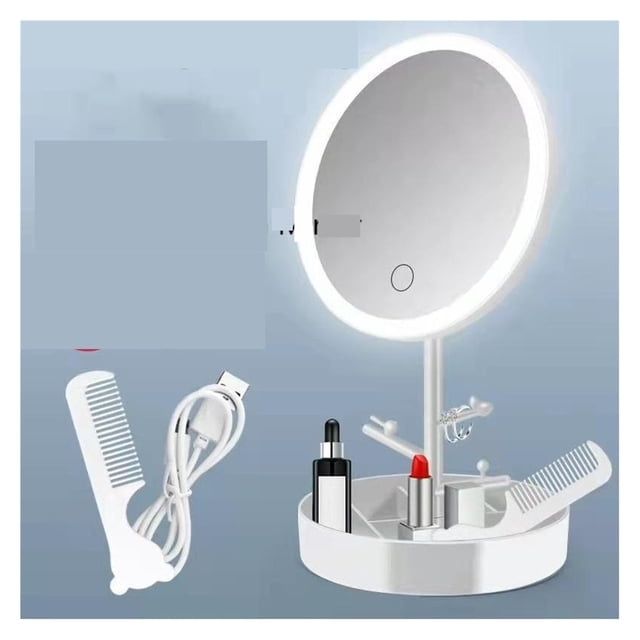 Portable Travel Cosmetic Light Up Mirrors Touch Switch LED Makeup Mirror For Home Tabletop Bathroom With Storage Tray USB Charg ,Widely Use