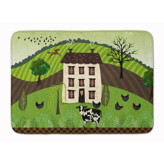 Folk Art Country House Machine Washable Memory Foam Mat