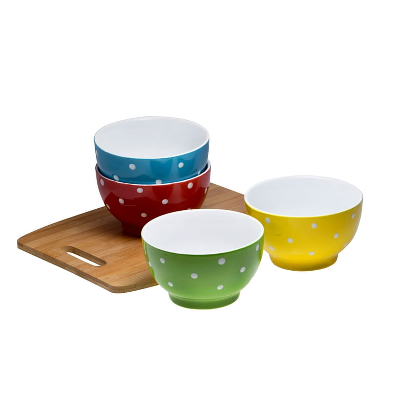 Ceramic Polka Dot Bowls, 9 oz Porcelain Dessert Bowls Small Snack Bowl Set, Cute Ice Cream Bowls for Dessert, Soup, Dipping Sauce, Dishwasher & Microw