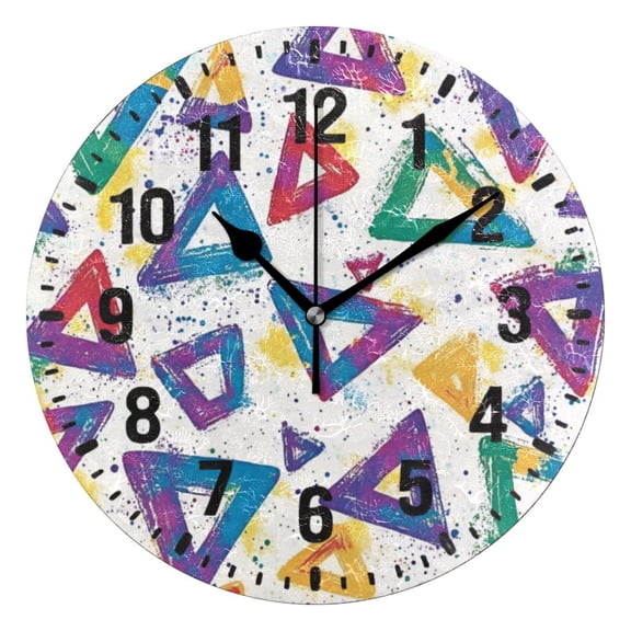 Yayeee 10" Wall Clock Battery Operated Quartz Round Silent Non-Ticking Home Decor, Green Simple Triangles