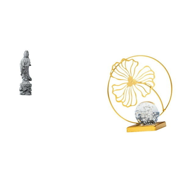 Estatua De Hoja De Guan Yin, Adorno De Piedra De Hierro, Escultura Decorativa Budista Coleccionable De Feng Shui Para Interiores, Pasillos, Dormitorios, Oficinas, Chimeneas, Escritorios Y