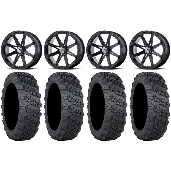 MSA Black Diesel 18" Wheels 35" Versa Cross V3 Tires Can-Am Commander Maverick Renegade Outlander Defender