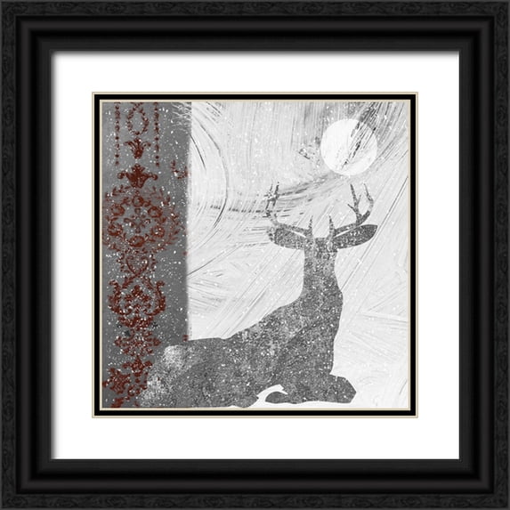 Sommers, Mindy 26x26 Black Ornate Wood Framed with Double Matting Museum Art Print Titled - Silver Deer