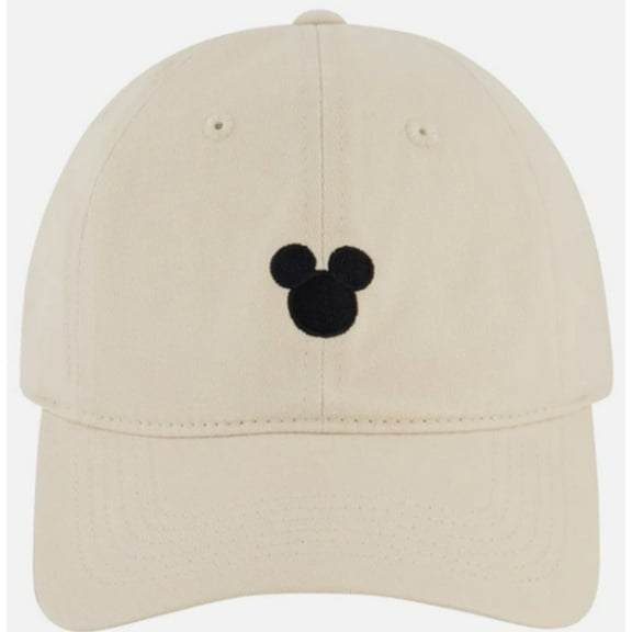 Disney Mickey Mouse Dad Hat, Ears Logo Adjustable Unisex Baseball Cap, Cream, One Size