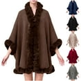 thumbnail image 3 of YYDGH Women's Faux Fur Shawl Wrap Winter Cape Poncho with Fur Trim Sleeveless Cardigan Dressy Cloak Coats, 3 of 3