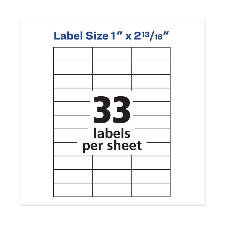 Copier Mailing Labels, Copiers, 1 x 2.81, White, 33/Sheet, 100 Sheets/Box