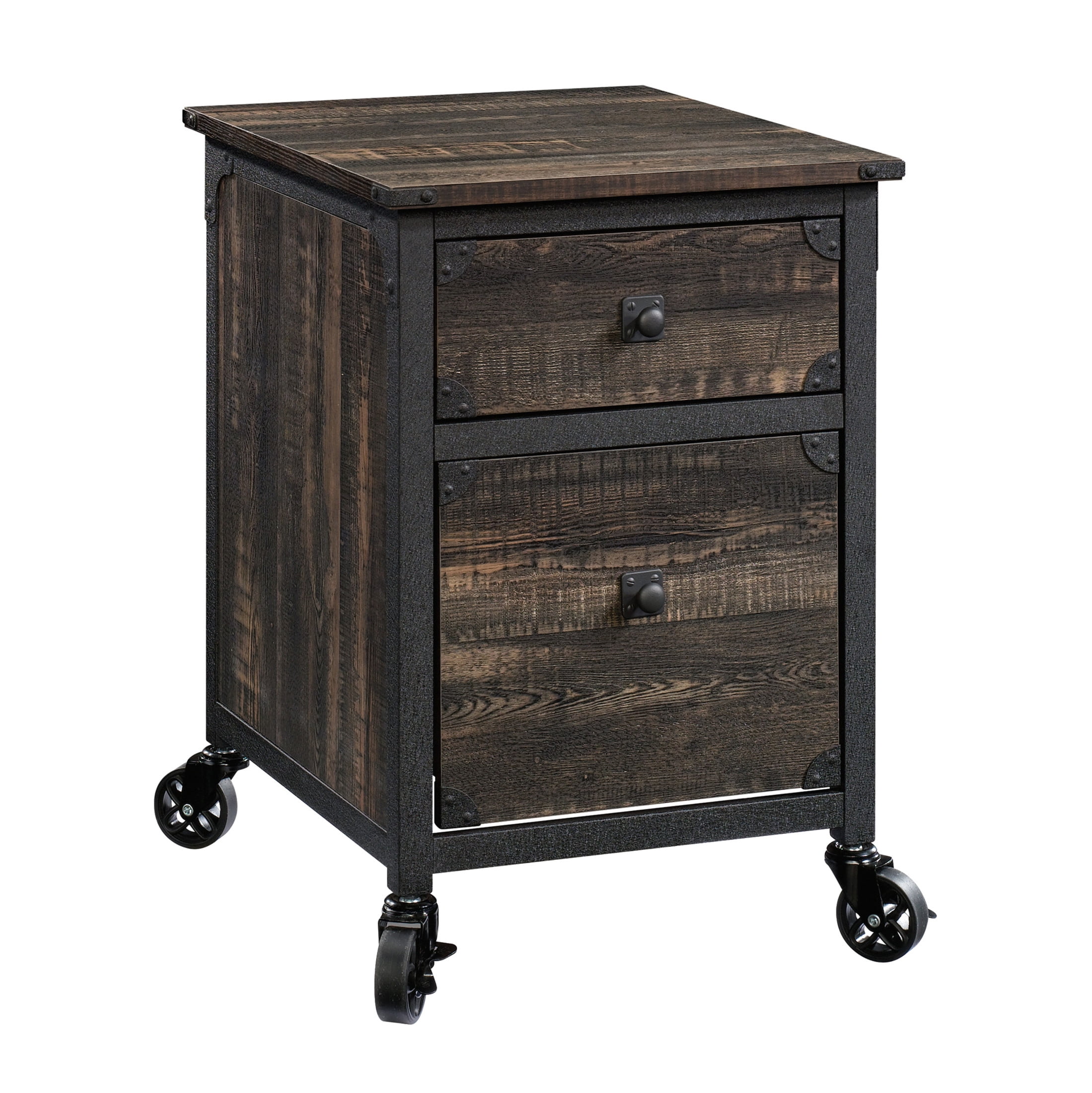 Sauder Steel River 2-Drawer Mobile File Cabinet, Carbon Oak Finish