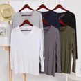 thumbnail image 2 of New Spring And Summer Men's T-shirt Modal Solid Color V-neck Long-sleeved Bottoming Shirt Pajamas Simple Home Service Sleep Tops, 2 of 4