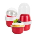 thumbnail image 2 of Pastry Tek 5 oz Round Red Aluminum Baking Cup - with Plastic Dome Lid - 3 1/4" x 3 1/4" x 1 3/4" - 100 count box, 2 of 3