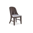 thumbnail image 2 of 4pc Mid-Century Modern Gray Fabric Upholstered Dining Chair Curved Back Chairs Brown Finish, 2 of 6