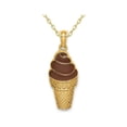 thumbnail image 1 of 14K Yellow Gold Chocolate Ice Cream Cone Charm Pendant Necklace with Chain, 1 of 4