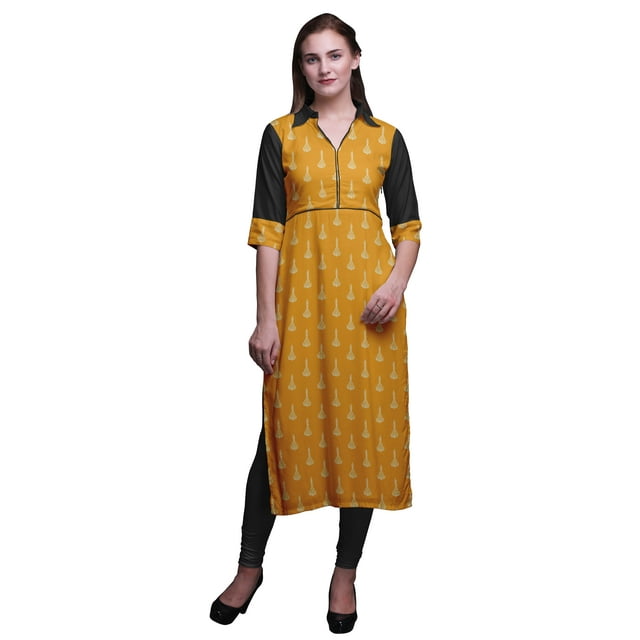 Bimba Robes Tuniques Droites en Rayonne pour Femmes Kurta Imprimée Tenue d'Été
