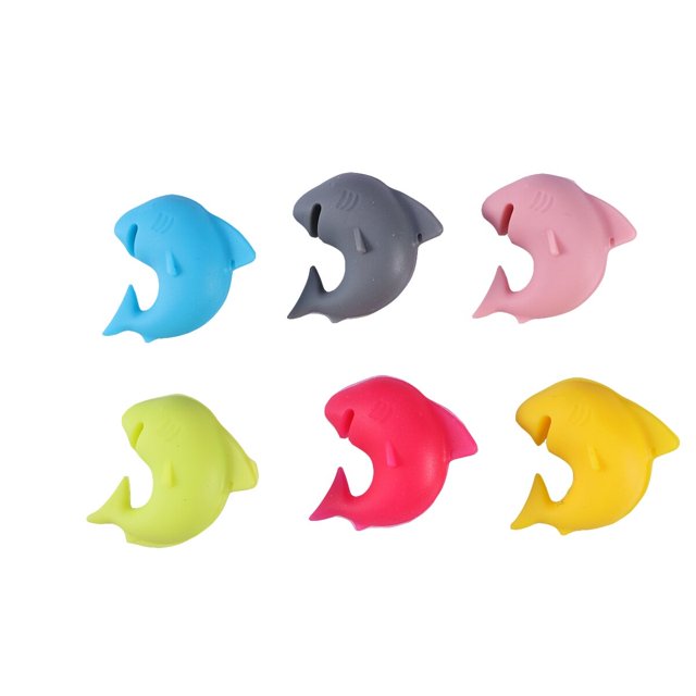 6 Pcs Silicone Red Wine Glass Marker Creative Shark Sticker Sucker Mark Glass Identification Perfect for Parties