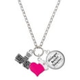 thumbnail image 1 of Delight Jewelry Silvertone 3-D ''Carpe Diem'' Stamp - Hot Pink Heart Nurse Strong Zoe Necklace, 1 of 4