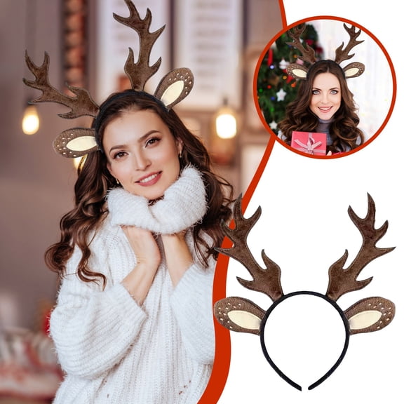 Elegant Deer Headband for Holidays Party and Photo Prop – Polyester Craft Accessory for Seasonal Events