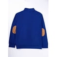 thumbnail image 3 of Lorytime Fall Sweatshirt for Men Color Block Vintage Fleece Pullover Mock Neck Buttom Long Sleeve Tops Outerwear Blue 3XL, 3 of 6