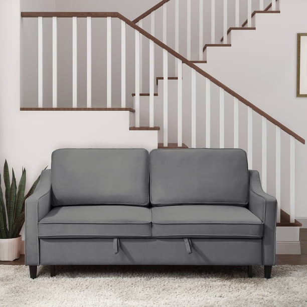 Adelia Convertible Studio Sofa Bed, Dark Grey